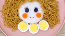 Creative Food Art: Noodle-Haired Rice Girl on a Plate
