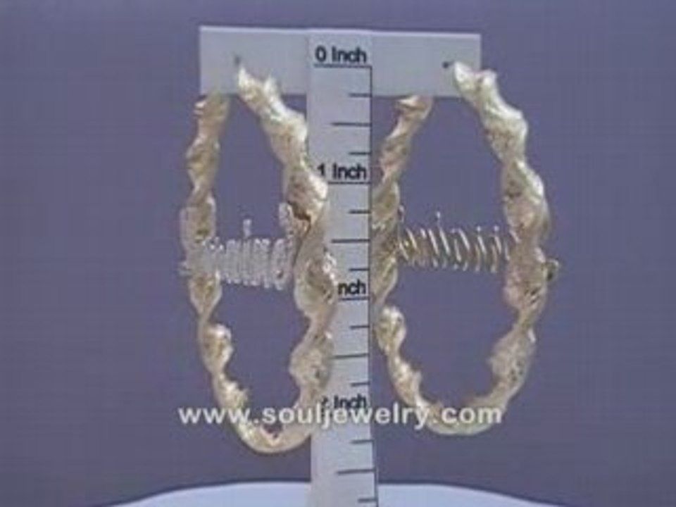 10K Personalized Name 8mm Huge Twisted Hoop Earrings 3 1/4"