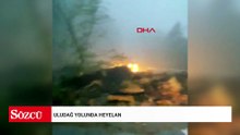 Uludağ yolunda heyelan