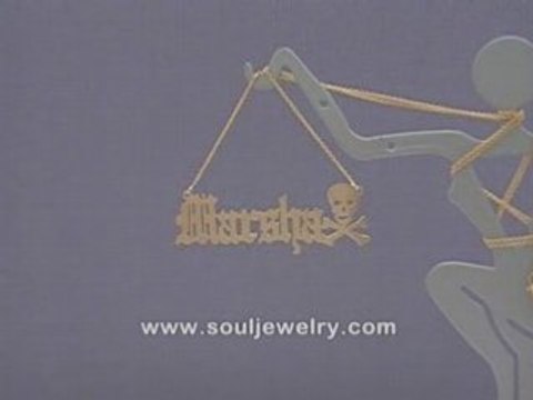 Personalized Gold Old English Font Name with Skull Necklace