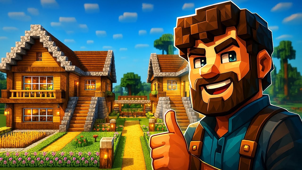 Easy Duo Minecraft House Tutorial | Survival Base With Garden and ...