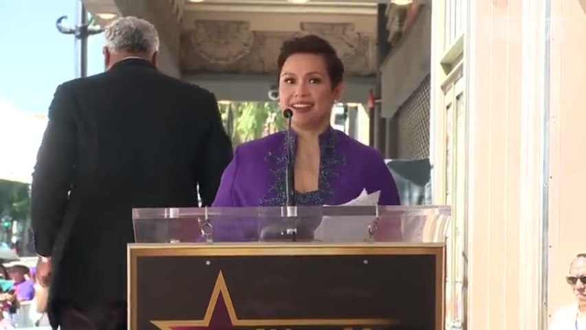 Lea Salonga speaks during her Hollywood Walk of Fame ceremony