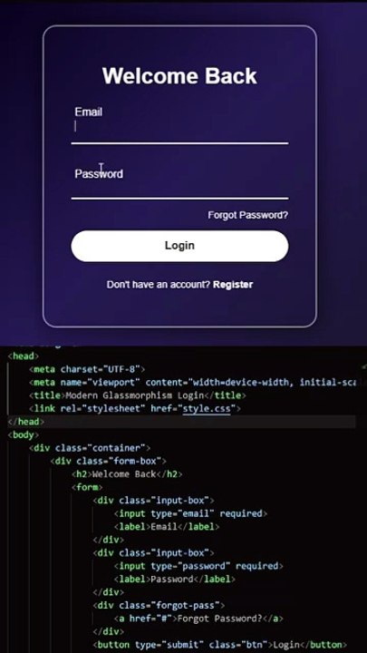 How to create Glassmorphism Login Form using HTML & CSS 💻 - video ...