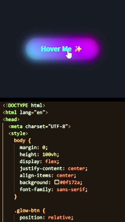 Neon Glow Button using HTML & CSS 🚀 #shorts - video Dailymotion