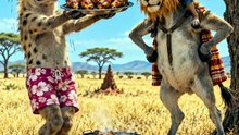 The fake lion scam worked... until a REAL lion showed up 😂🦁🍗 A hilarious battle of tricks ends when a vengeful hyena mistakingly slaps an actual wi