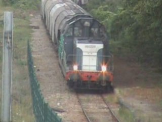 UM de BB 66000 avec une rame de céréaliers