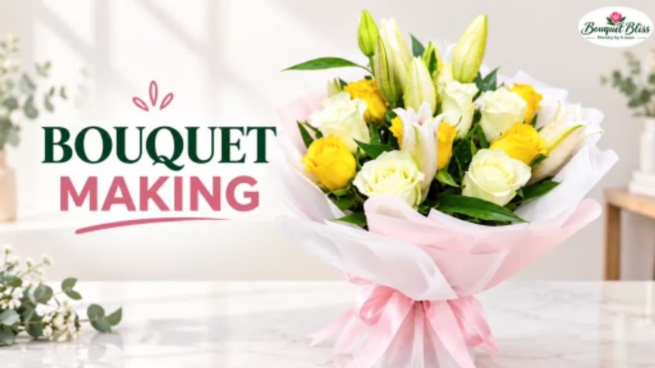Flower Bouquet Making | Real Flower Arrangement & Wrapping Tutorial ...