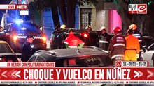 Impresionante choque y vuelco en Núñez: hay un joven gravemente herido