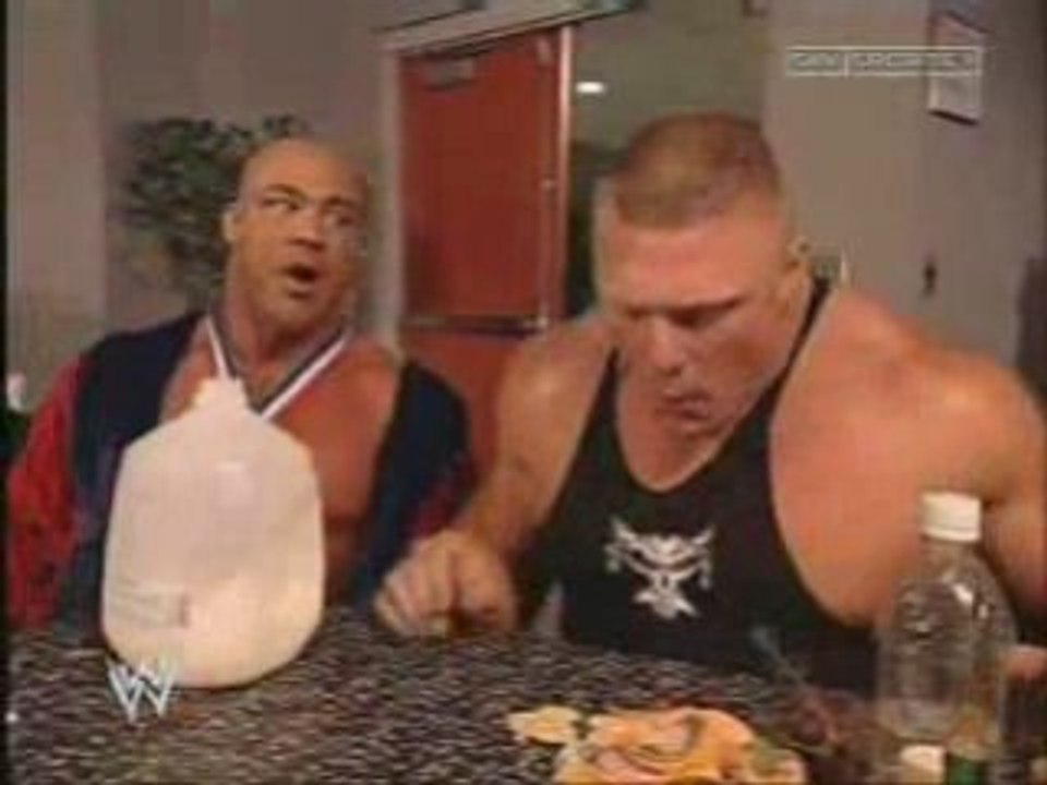 brock lesnar kurt angle backstage funny