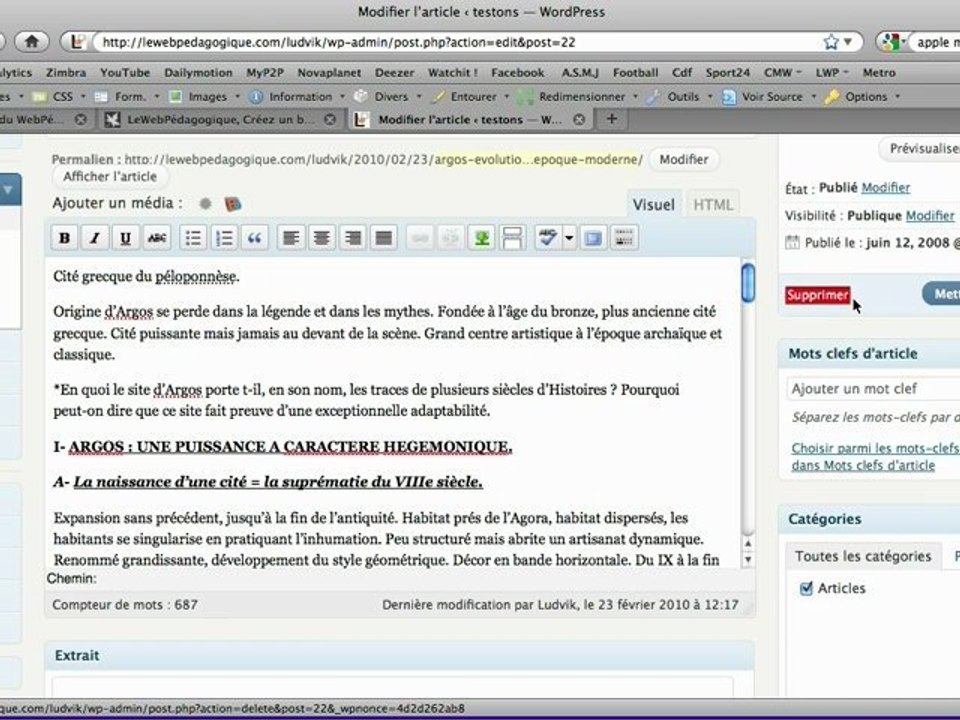 Modifier la date de publication