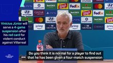 Mourinho questions the timing of Vinicius ban