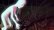 A scene showing a yoghurt ghost battling a Halloween pumpkin
