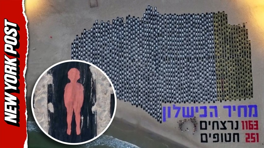 Drone footage captures October 7th installations across Tel Aviv honoring victims