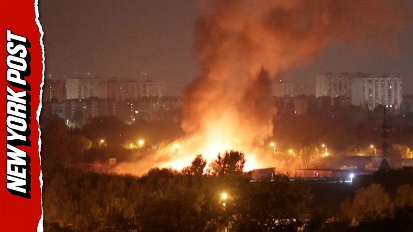 Eyewitness captures explosion from Russian missile during Kyiv bombardment