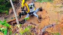Walking Spider Excavator Climbs Down A 70 Degree Cliff | Menzi Muck In Action