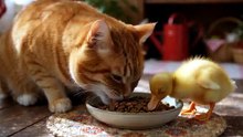 Cat & Duckling Best Friends! 😹🐤 #shorts #funny #cat #cute #animals #comedy