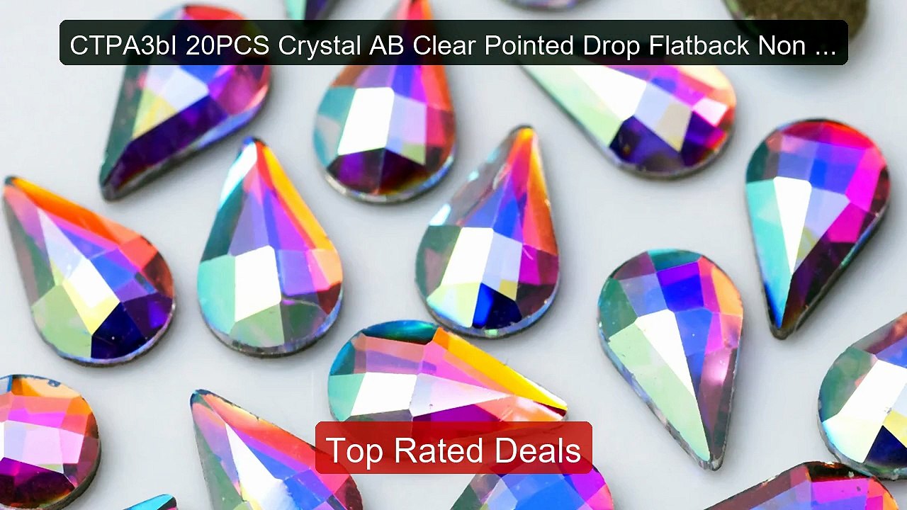 CTPA3bI 20PCS Crystal AB Clear Pointed Drop Flatback Non Hotfix Cr ...