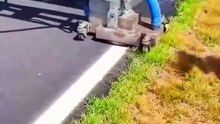 High Pressure Hydroblaster Truck Erases Highway Stripes | Satisfying ASMR
