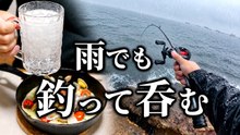 雨の岩場の穴釣りでカサゴ1匹確保　アタリ多発から晩酌用アクアパッツァまで