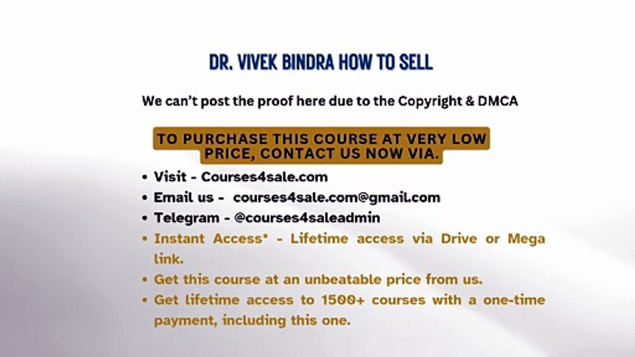 Courses4sale.com — Dr. Vivek Bindra How To Sell - video Dailymotion
