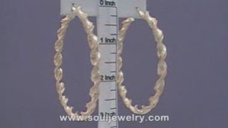 10K Gold 6mm Twisted Dia-Cut Huge Hoop Earrings 3 Inch