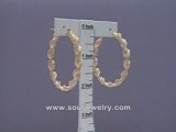 10K Gold 6mm Twisted Dia-Cut Hoop Earrings 2 Inch Jewelry