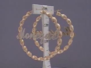10K Personalized Name 6mm Twisted Huge Hoop Earrings 3 Inch