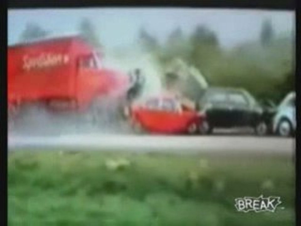 Truck Crashes Into Compact Cars