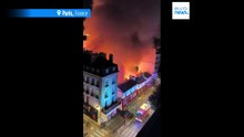 Wideo pokazuje ogromny pożar 400-letniego paryskiego targu spożywczego