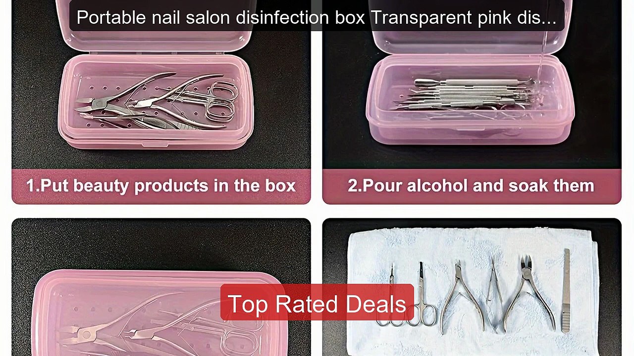 Portable nail salon disinfection box Transparent pink disinfec ...