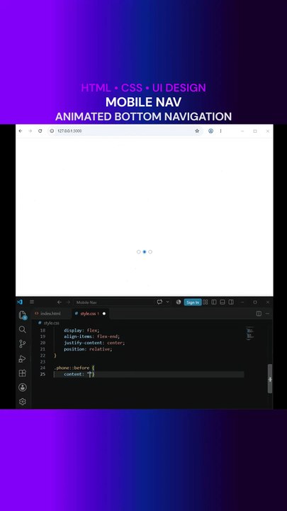 Animated Mobile Navigation Bar Using HTML & CSS | Satisfying UI Design ...