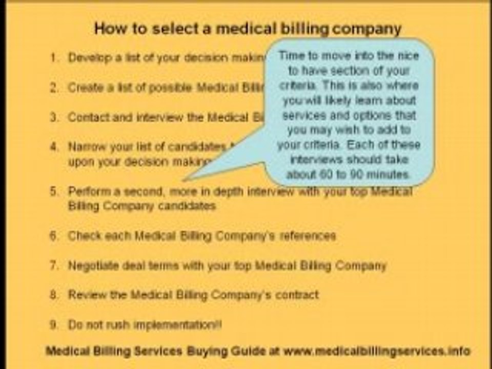 Medical billing services selection process