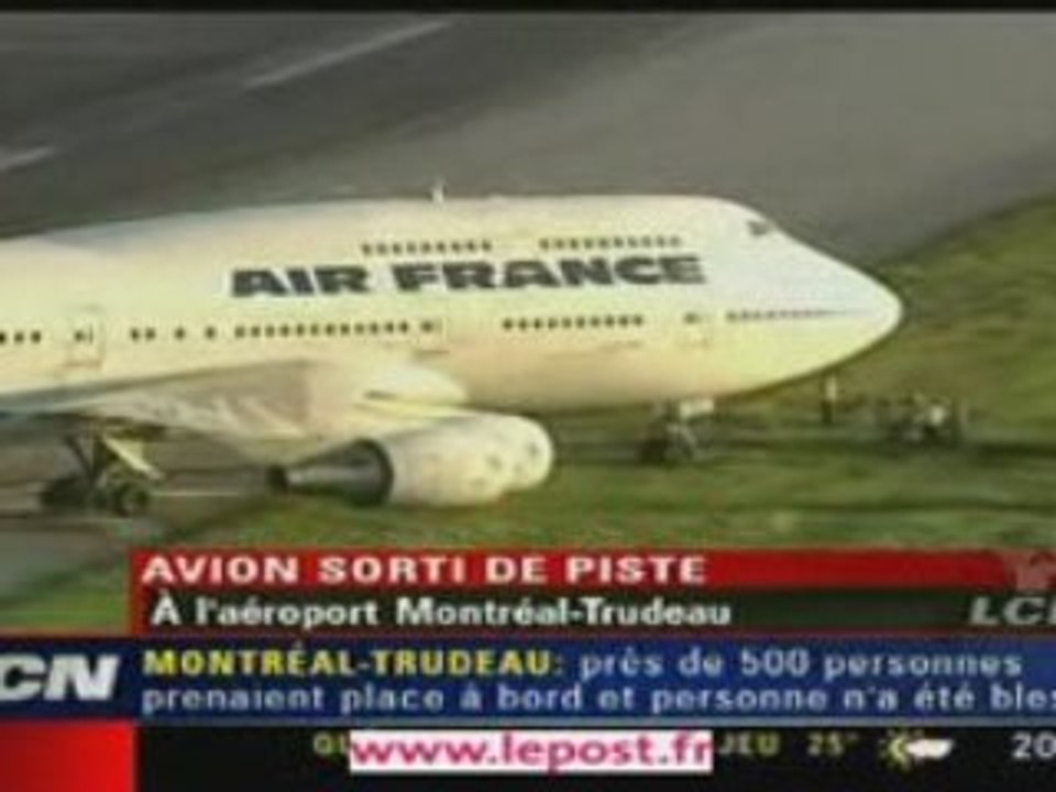 Montréal : atterrissage boeing Air France hors piste