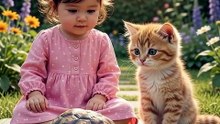 A Slow Garden Adventure: Toddler, Kitten, and a Tiny Tortoise