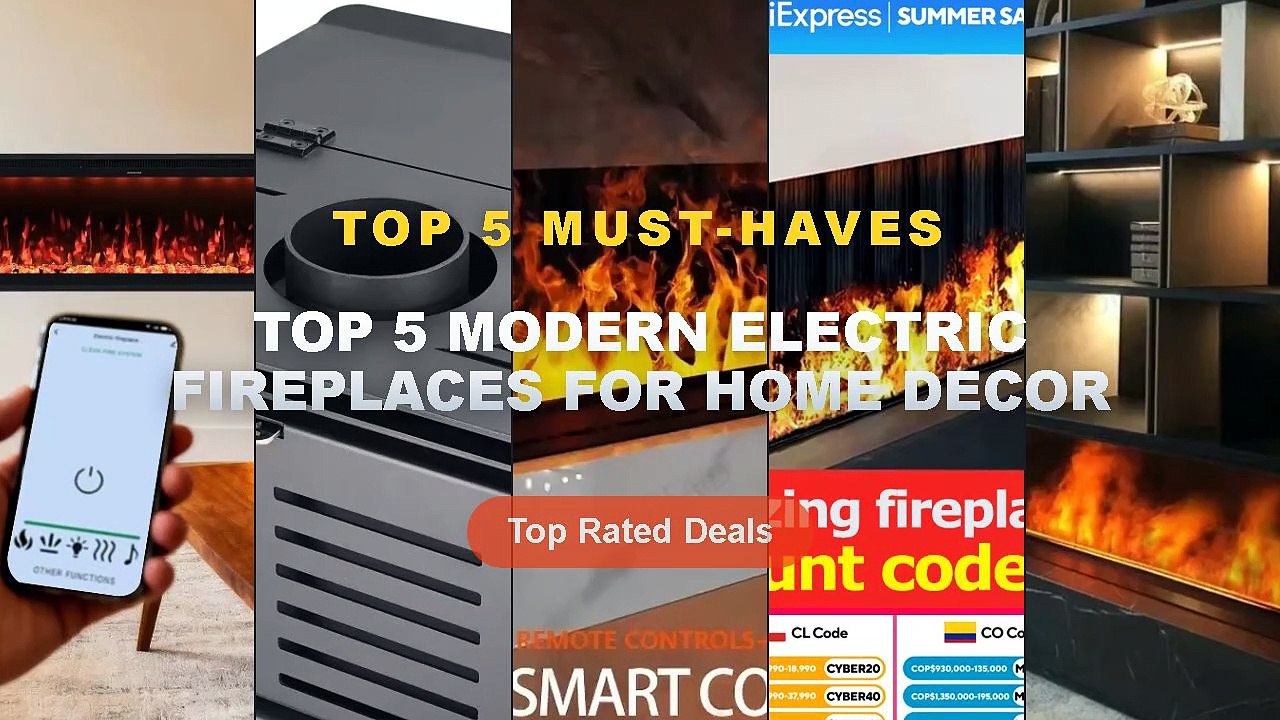 Top 5 Modern Electric Fireplaces For Home Decor: Top 5 Best Sellers - Intelligent 3D Simulation Glass Atomized Fireplace...