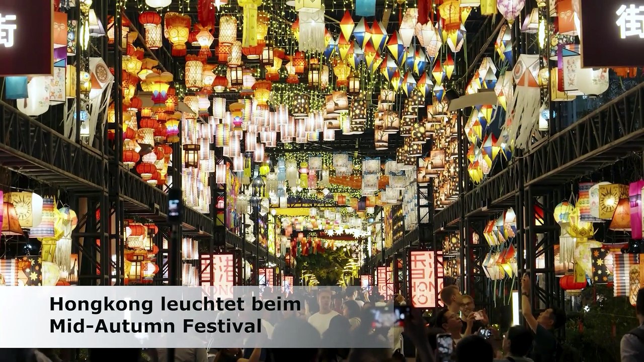 Hong kong leuchtet beim laternenfestival!