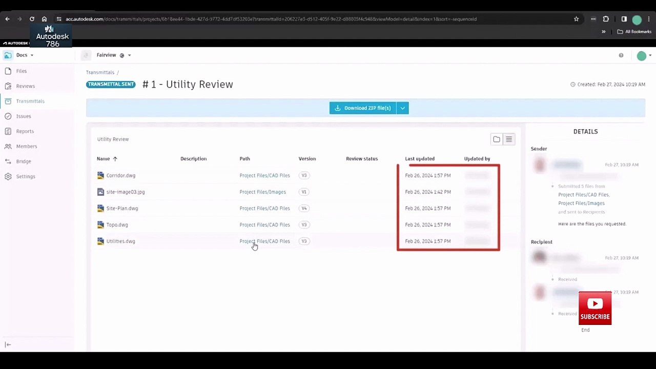 Share Files with Project Members Using Recorded Transmittals | Civil 3D ...