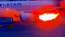 Avião da LATAM em chamas antes de descolar no Peru