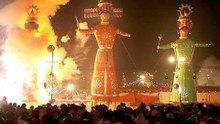 Ravan (Dahan) Huge Ravan Burning at ramlila maidan Delhi NCR Qutab Minar Mehrauli 2016 india