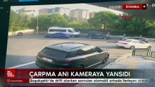 Başakşehir’de drift atarken savrulan otomobil arkada ilerleyen araca çarptı