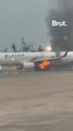 Un avion prend feu