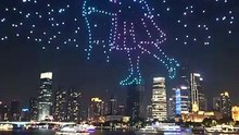 Romantic Drone Light Show With a Giant Rose and Spectacular Fireworks