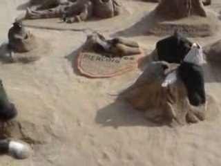 Sculteur Statue de sable sur une plage en espagne 2008