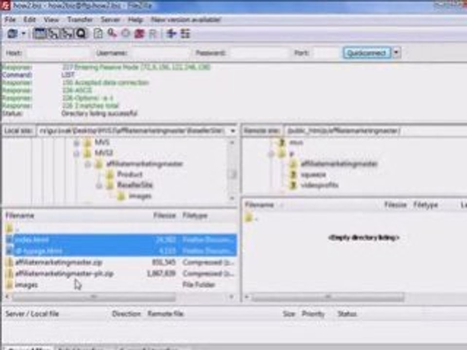 Uploading FileZilla FTP