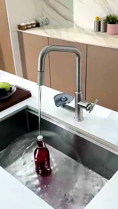 Kitchen Pull-Out Tap with Integrated Multi-Purpose Cup Washer, Pressure ...
