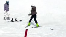 SLOPE FAIL ALERT ❄️ One slip, two laughs! Everyone's got that moment when the skis decide to take a nap.