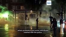 Clashes between French police and protesters after largely peaceful demonstrations that drew thousands