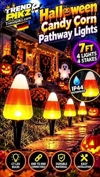 GOOTHY Halloween Candy Corn Pathway Lights 🎃 7FT LED Set | Trend Pickz ...
