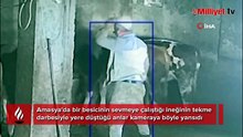 Kendini bir anda yerde buldu! Ahırdan dışarı çıkarken...
