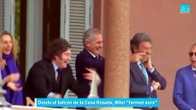 Desde el balcón de la Casa Rosada, Milei "farmeó aura"